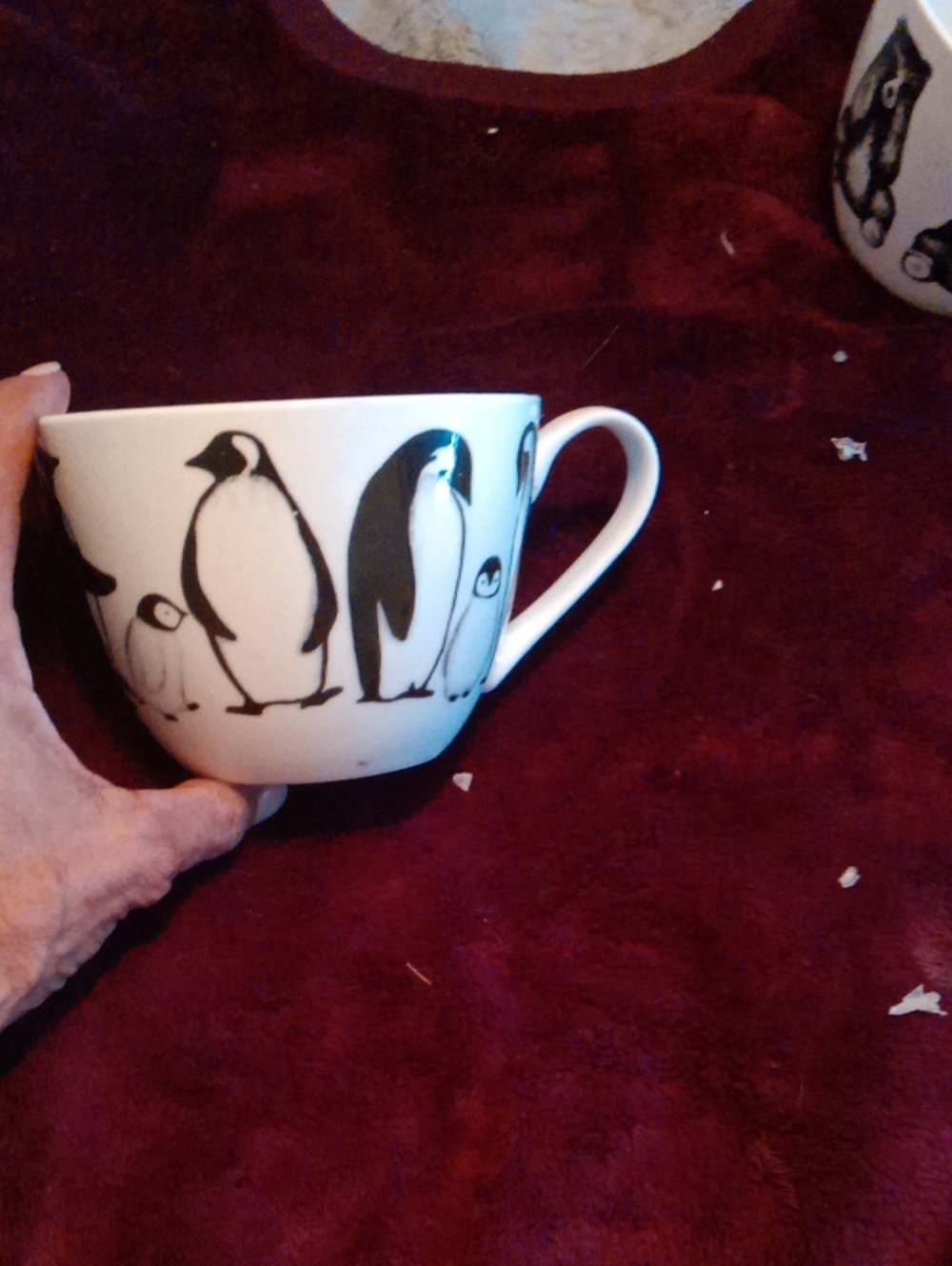White Penguin Mug with Black Penguin Illustration